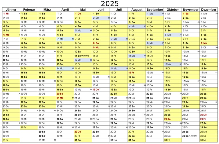 Kalender 2025